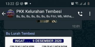 Terang-terangan, Bu Lurah Tembesi Ajak Kader PKK Coblos Paslon RAMAH dan AMAN di Pilkada 2020