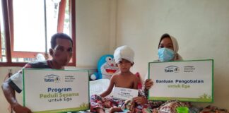 Rumah Yatim Bantu Ega, Bocah Kecelakaan Terlilit Mesin Pompong