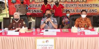 Barang Bukti 2 Kilogram Sabu Kembali Dimusnahkan Satresnarkoba Polresta Barelang