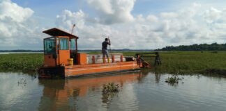 SPAM Batam Bersihkan Eceng Gondok Demi Ketersediaan Air Bersih eceng gondok waduk batam