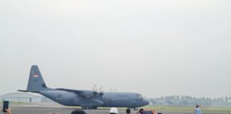 Pesawat C-130J Super Hercules TNI AU Mendarat di Lanud RSA Pesawat C-130J Super Hercules