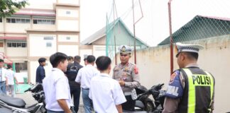 Hasil Razia di Sekolahan, Satlantas Polres Karimun Sita Puluhan Knalpot Brong