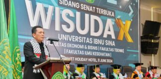 Hadiri Sidang Senat Terbuka Wisuda X Universitas Ibnu Sina, Ini Pesan Gubernur Ansar