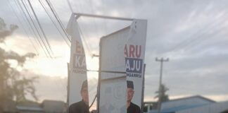 Pilkada Karimun Mulai Memanas, Belasan Baliho Paslon BARA Dirusak baliho paslon bara dirusak
