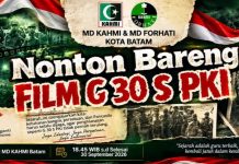 Hari Kesaktian Pancasila, KAHMI dan HMI Batam Gelar Nobar Film G30S/PKI
